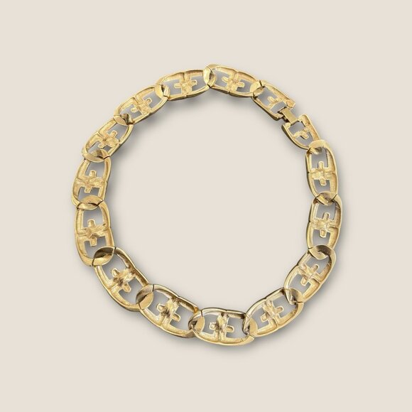 Vintage Gold-Tone Link Necklace 16 Inches Elegant Chain Design Jewelry - Picture 3 of 3